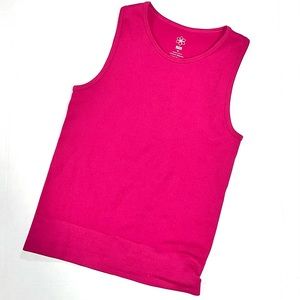aura high-neck ribbed pink sleeveless tank size s/m